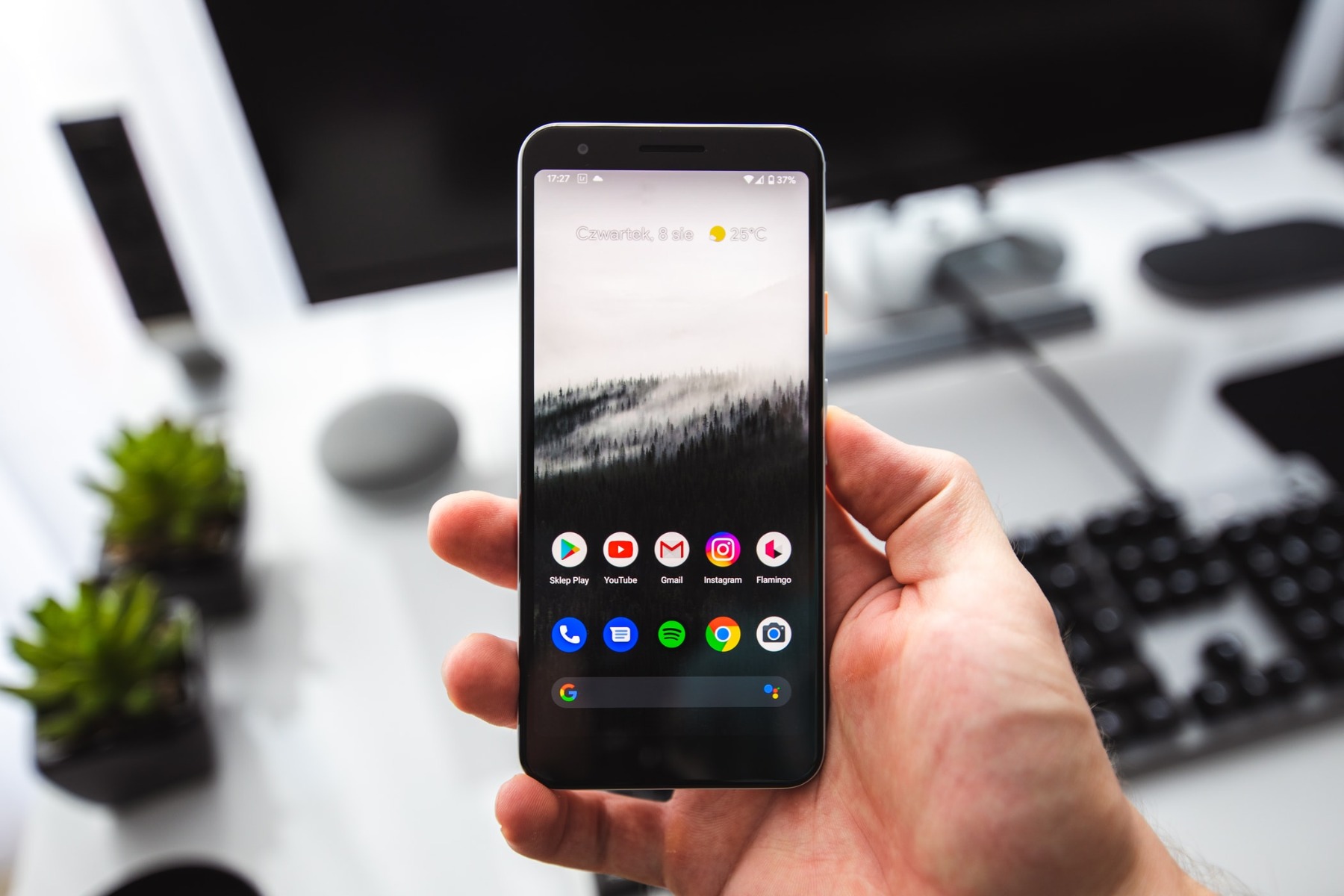Someone holding a Google Pixel 3a