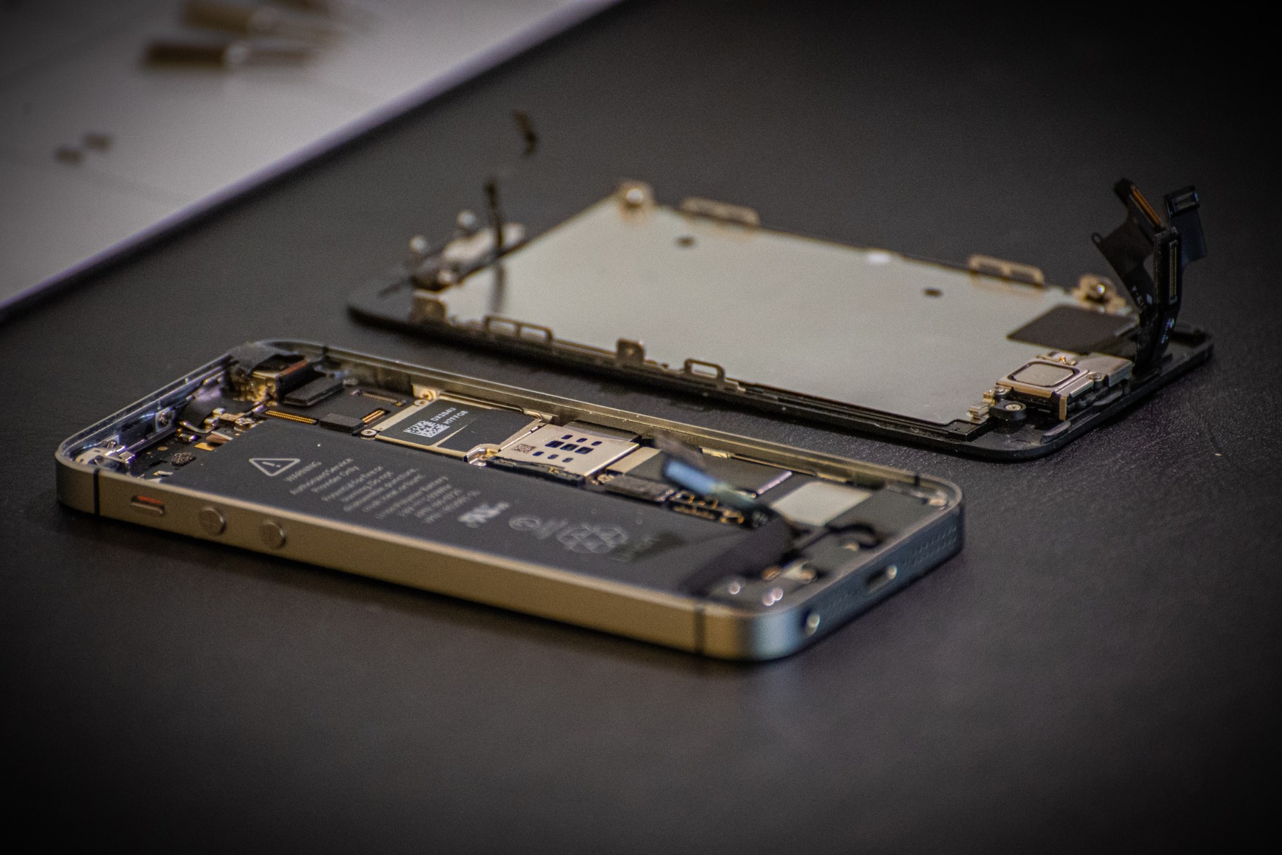 The internal parts of a phone