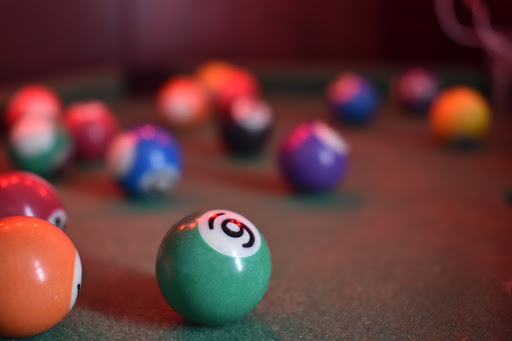 Billiard balls on a table